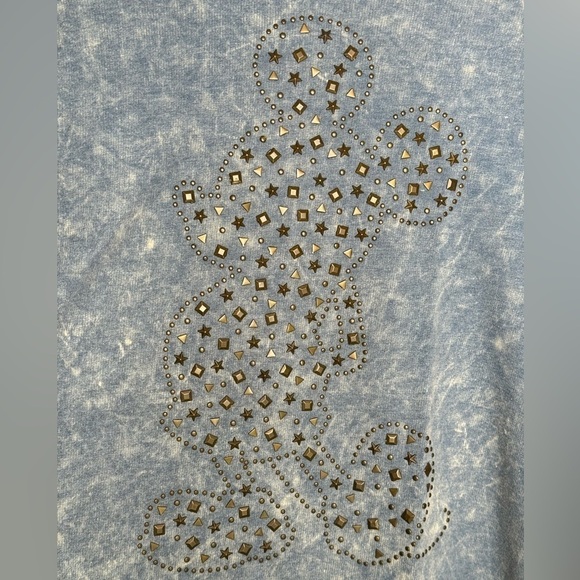 Disneyland Resort Women's Denim Mickey Mouse Rhinestone Embellished Sweatshirt - Picture 3 of 4